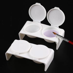 Sıvılar 2pcs Beyaz Akrilik Sıvı Dappen Yemeği, Monomer Tırnak Fırçaları için İkiz Kupa Tırnak Sanat Pigment Tutucu Yıkama Manikür Aracı