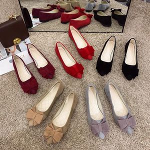 Casual Shoes Big Size Bow Women's Flats Contracted Grunt Mouth Pointed Flat for Woman Woman Zapatos de Mujer Tenis