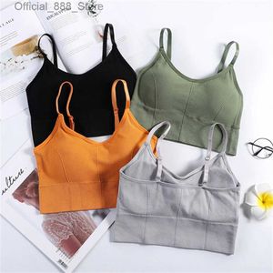 Women's Tanks Camis Sexy Wireless Bralette Seamless Women Bra Padded Sleep Tops V-Shaped Back Sports Tube Top Breathable Crop Lingerie Underwear d240427