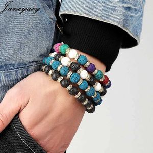 Beaded New 10mm Volcano Stone Mens Armband Fashion Natural Bead Womens Accessories Pulseera Hombres