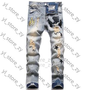 Chromee Jeans Mens Designer Jeans High Elastics Distressed Chrome Jeans Ripped Slim Fit Motorcykel Hjärtcyklist för män Fashion Black 2637