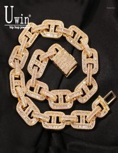 Uwin Miami Necklaces 15mm Cuban Link CZ Baguette Prong Setting Iced Out Zircon Pave Luxury Bling Jewelry Fashion Hiphop For Men Ch6194182