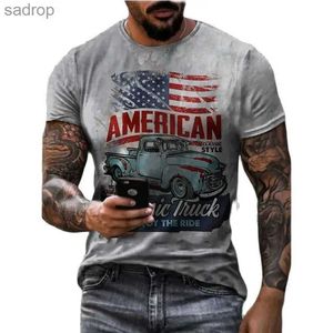 Men's T-Shirts Motorcycle Vintage Classic 3D Harajuku Print Mens Punk Tough Guy Street Hip Hop Crew Neck Short Sleeve Summer Loose T-shirt TopXW