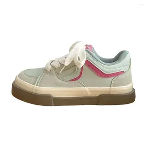Casual Shoes Spring Mint Green Leather Canvas for Women 2024 Sports and Leisure Board White 24-138