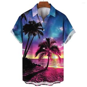 Mäns casual skjortor sommar 3d tryck Hawaiian strand män kvinnor mode streetwear lapel kort ärm skjorta blue harajuku man kläder