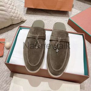 Babouche Mule Laiders Charms Walk Suede Women Slippers Flats Sheds Shoes Summer-Slip-ons Deep Ocra Moccasin Comfort Styl 225