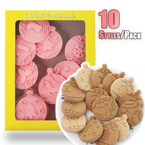 Moulds Christmas Cookie Mold for Backing Cookies 10 Piece Creative Baking Tool Set for Sandwich Biscuit Cutting Sugar Flipping Baking