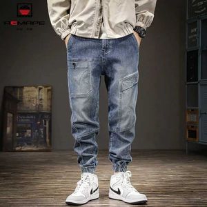 Мужские джинсы новая джинсовая мода роскошная винтаж для мужчин британские повседневные дизайнерские дизайнерские блюда ковбойские грузовые брюки Q240427