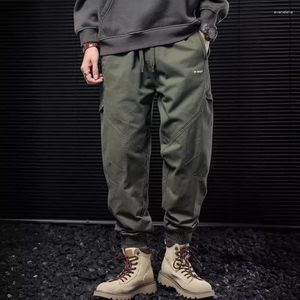 Calças masculinas do exército da primavera macacão verde da moda japonesa Brand Ins Corset Loose Casual Long