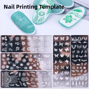 Art 1PC Süßes und bequemer Nagelkunstdruckplatten -Nagel -Nagelwerkzeug mit Schmetterling und Cartoon Themen Stahltransfer -Würfelwerkzeug enthalten