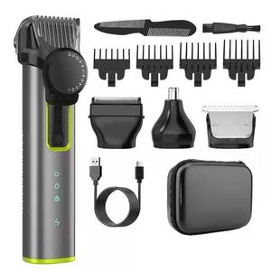 Волосные волосы Mens Hair Clipper беспроводная 4-в-1 Многофункциональная 1-12 регулируемой шестерни для парикмахера Профессионал Beard Beauty Kit Q240427