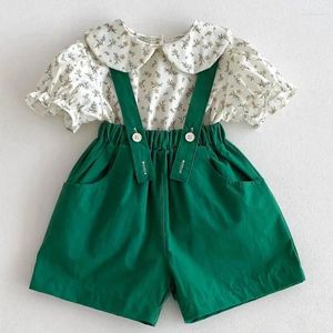 Set di abbigliamento nati girl estate ins 2 pezzi magliette floreali tutela solide maniche corta casual maglietta pantaloni gamba larga abiti abiti