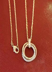 Золотая цепочка алмаз подвеска для женщин ожерелье Трициклическое роскошное дизайнерские ювелирные украшения Высокая версия. Свадебная свадьба из нержавеющей стали BR1042288