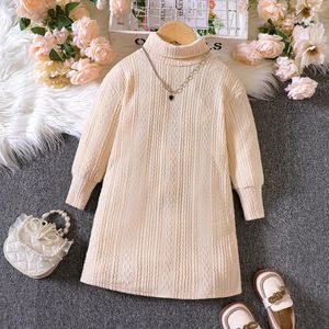 Girl Dresses Kids Casual Dress For Girls Clothes 2024 Autumn Winter Toddler Knit Long Sleeve Turtleneck Princess Fashion Children