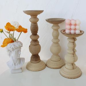 Titulares de vela Supu Conjunto de madeira Candelabra Creative Candlestick Holder Pillar Stand Table Table Desktop Decoração Decoração de casamento