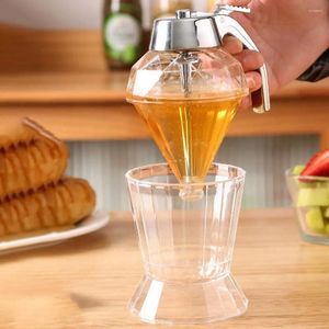 Dispenser liquido per le stoviglie Elegante miele di vetro a forma di diamante con copertura in acciaio inossidabile aceto di sciroppo di perdite per cucina