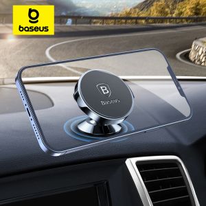 Stands Baseus Magnetic Car Phone Holder i bilen för iPhone Full Rotation Metal Phone Holder Stand Sticker Universal Car Holderare