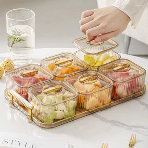 Förvaringsflaskor efterrätt burk snacks rätter torkad fruktsalladplatta transparent fyrkantig design med matnätslock tavla bordsartiklar