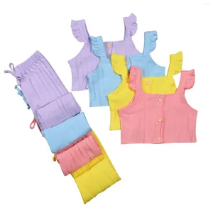 Set di abbigliamento da due pezzi set per bambini giubbotto per bambini per bambini top maniche volanti
