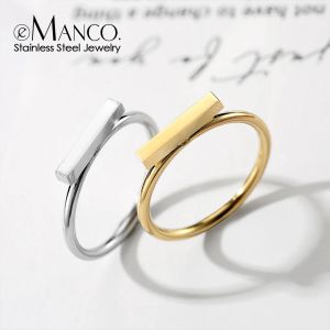 Bands eManco Stainless Steel Punk Rings For Women Gold Color Dainty Pinky Bar Ring Stackable jewelry US5/6/7