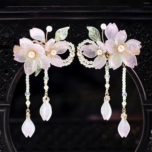 Hårklipp 1Pair Retro Chinese Style Hairpins For Women Pearl Flower Barrettes Ancient Bridal Headboard Classic Jewelry