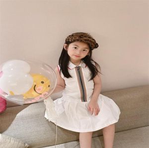 Nowe dla dzieci sukienki dla dziewczyn 2021 Baby Girl bawełniane sukienki Dzieci urocze dziewczyny bez rękawów białe ubranie 2087 Z21727205