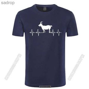 Men's T-Shirts 2022 Goat Heartbeat T-shirt Goat Lover Country Chicken Goat T-shirt Summer Classic Crew Neckline Mens Pure Cotton T-shirtXW