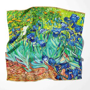 Bandanas durag marca di lusso da donna pittura ad olio alla moda sciarpa a scialle di seta semplice estate donne bandanas foulard mobile 240426