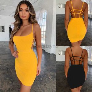 Basic Casual Dresses Designer Dress Spring summer dress sexy suspender hollow out bandage waist dress