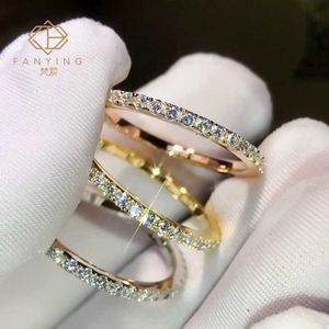 Designer High Version Xiaovan Diamond Pierścienia Symulacja pełna koło Row Pure Srebrna biżuteria platyna platyna para wtórnych mężczyzn i kobiet