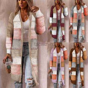 Casacos de trincheira feminina Moda ou outono feminino/inverno novo contraste color cardigan suéter jaquetas tops
