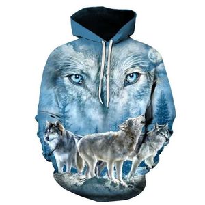 Sweatshirts Erkek Hoodies Sweatshirts Sonbahar Yeni Hoodies Erkek/Kadınlar 3D Vahşi Kurt Kafası Sweatshirt Çocuklar Moda Hip Hop Ceket Erkek Hoodie 240425