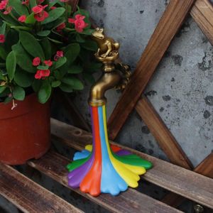 Garden Decorations Resin Water Faucet Ornament Frog Shaped Simulated Small Animals Wine Cabinet Decoration Rainbow Color Horticultural