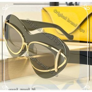 Модельер-дизайнер Loeweee Солнцезащитные очки для женщин ацетат металлическая рама кошка Loewew Bag Glass Glass Summer Avant-Gard Style Quality Quality Antiroltraviolet с 956
