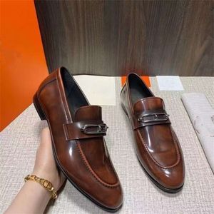 Trendy Brand Summer One Foot Loapers, Solas de ponta, British Business Fashion Casual Leather Shoes para homens