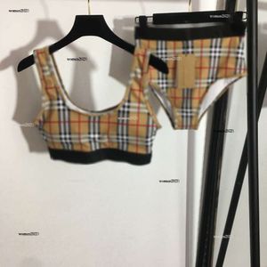 Brand Bikini Bikini Set Designer Zwei-teiliger Badeanzug Mode-Logo Plaid gedruckt Tube Top Weste Sexy Mädchen Badeanzüge Urlaub