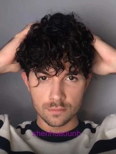 Mens Wig Short Curly Hair Mens Black Rose Net Net