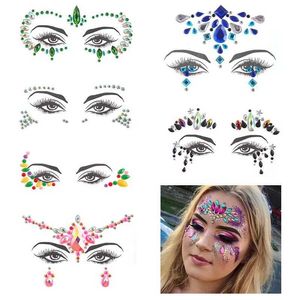 Y7S0 Tattoo Transfer Colorful Makeup Festival Jewels Nail Gems Diamonds Adhesive Glitters for the Rhinestone Face Temporary Tattoos Body Stickers 240426