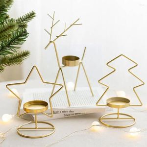 Candle Holders Holder Christmas Ornament Iron Art Golden Decoration Restauranger contays cand l6k2