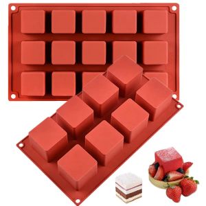 Formen 3d Quadrat Silikonform Mousse Kuchen Backform Seife Kerze Jelly Brownie Käsekuchen Schokoladen -Trüffel -Puddingschale