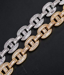 HipHop 18mm Big Box Clasp Miami Baguette kubanische Ketten Halsketten versilberte kubische Zirkonia Halskette für Männer Schmuck 5876637