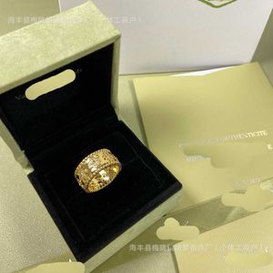 Designer brand Van Clover Medium Ring for Womens High Version Anti Allergy Thickness Live Broadcast Jewelry with logo