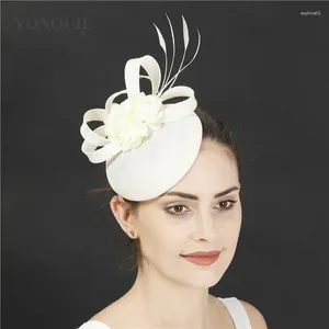 Cabeças imitação de casamentos de marfim sinamy Flor Flor Fashion Fascinator Hat Women Headwear para a festa Ocasião Fedora Bandada de cabeça