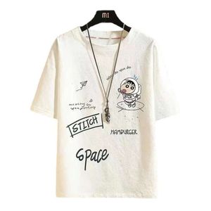 Crayon Xiaoxin T-shirt z krótkim rękawem Męski kapturem Summer Youth Hat Half Sleved Card Fashion Casual 5/4 T-shirt