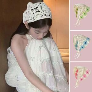 Scarves Hand-Crocheted Headscarf Fashion Japanese Retro Cute Headbands Knitting Elastic Hair Accessories Women