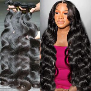 Wigs Addictive 28 30 32 40 Inch Brazilian Body Wave Human Hair Bundles Remy Hair Water Wavy bundles Weaves Deals Wholesale tissage