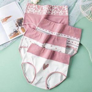 Metki damskie 4PCS Wysokie talia Body Body Bierzenia Modna Modna Druk Dziewczęta Bezdech Bawełniane bawełniane majtki żeńska bielizna