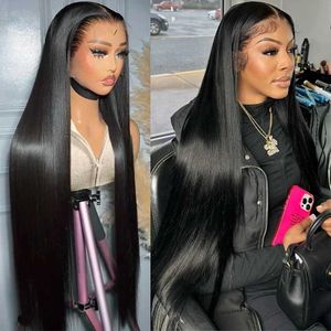 Synthetic Wigs 30 40 inch 13X4 13x6 lace front wig Brazilian bone straight human hair high-definition transparent 360 black female Q240427