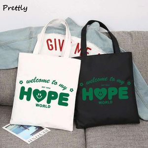 ショッピングバッグJ-Hope Hope World Tote Bag Hoseok Korean Canvas Shoulder Handbags Fashion KPOPグラフィックプリントレディーガールズパッケージ