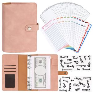 Notepads A6 Planner Organizer 6 Ring Binder Pu Leather Notebook Binder Budget Cover 6 Binder Pockets and 12 Pieces Expense Budget Sheets